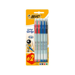 Lot de 8 Stylos bille BIC Cristal Grip / Moyen 1.0mm / Assortis