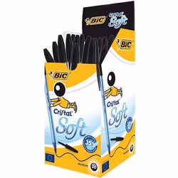 BIC Cristal Soft, Clip, Stylo à bille, Noir, 50 pièce(s), Moyen
