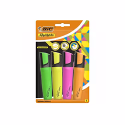 Pochette De 4 Surligneurs Highlighter Flat BIC - Pochette de 4 Surligneurs - Point fort : La pointe Plat polyvalente crée des ...