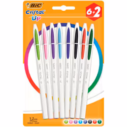 Lot de 8 Stylos bille BIC Cristal Up - Moyen 1.2mm - Couleur Assortis