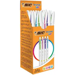 BIC Cristal Up Bleu, Vert, Rose, Violet Stylo à bille rétractable avec clip Moyen 20 pièce(s)