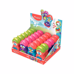 Maped taille-crayon + gomme Loopy Totem, présentoir de 24 pièces en