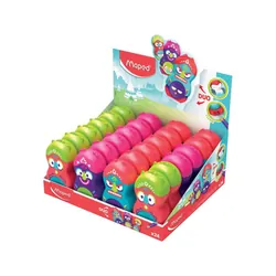 Maped taille-crayon + gomme Loopy Totem, présentoir de 24 pièces en