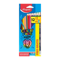 Maped Strong colour pencils Noir, Marron, Vert, Bleu clair, Vert clair, Marine, Orange, Pêche, Rose, Violet, Rouge, Jaune 12 pièce(s)