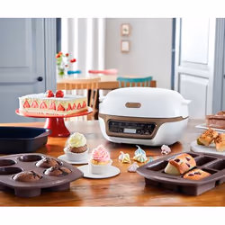Tefal Cake Factory + Machine à fabriquer des cupcakes 1100 W Or, Blanc