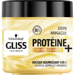 SCHWARZKOPF Gliss - Masque Cheveux Soin Miracle nourrissant 4 en 1 - Cheveux secs/abîmés - 400ml
