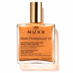 L’huile sèche polyvalente pailletée Nuxe Huile Prodigieuse® Or prend exceptionnellement soin du visage