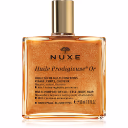 L'huile sèche polyvalente pailletée Nuxe Huile Prodigieuse® Or prend exceptionnellement soin du visage