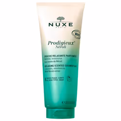 Nuxe Prodigieux Néroli Douche Relaxante Parfumée Bio 200 ml est une gelée de douche fraîche aux notes apaisantes de Néroli po ...