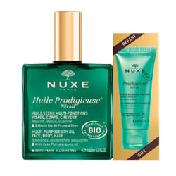 Huile Sèche Multi-Fonctions Néroli 100ml + Douche Relaxante 30ml Bio Prodigieux® Visage, corps et cheveux Nuxe