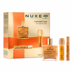 Nuxe Coffret L'Infiniment Glow associe : Nuxe Huile Prodigieuse Or 50ml + Roll-On 8ml + Nuxe Rêve de Miel Soin Lèvres au Miel ...