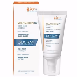 Ducray Melascreen UV Crème Riche SPF50+ 40 ml est une très haute protection solaire pour peaux sèches qui permet de limiter e ...