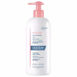 Ducray Ictyane Lait Hydratant Corps 400 ml est un soin pour les peaux normales à sèches en apportant douceur et souplesse. Sa formule délicatement parfumée protège la peau de la déshydratation. Sa texture non grasse est non collante et offre un effet "habillage immédiat". Il assure une efficacité de 48 heures.