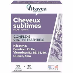 Ce complément alimentaire aide à :
- Préserver la beauté, la vitalité et la santé des cheveux.
- Sublimer et renforcer les ch ...