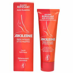 Akileïne Baume Reposant aux Plantes 50 ml apaise durablement les pieds fatigués, gonflés et irrités par la marche, la chaleur ...