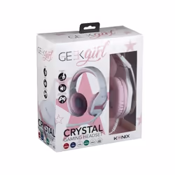 Konix Geek Girl Crystal Casque Avec fil Arceau Jouer Rose, Blanc - Vue supplémentaire 4