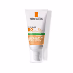 Le gel-crème teinté toucher sec SPF50+ / UVA-PF 28 Anthelios de La Roche-Posay offre une très haute protection à large spectre contre les rayons UVA et UVB tout en aidant à prévenir les dommages cutanés causés par les rayons infrarouges et la pollution. Grâce à la technologie Airlicium™