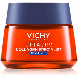 La crème de nuit raffermissante anti-rides Vichy Liftactiv Collagen Specialist agit pendant que vous dormez en faisant le max ...