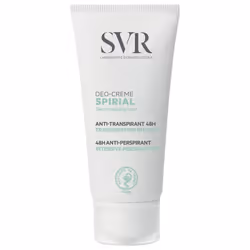 SVR Spirial Déo-Crème Anti-Transpirant Intense 48H 50 ml est un déodorant anti-traces blanches et jaunes, spécialement destin ...