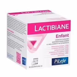 PILEJELactibiane EnfantComplément alimentaire30 sachets de 1gPoids net : 30gLactibiane Enfant est composé de 5 souches spécif ...