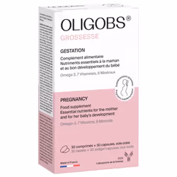 Laboratoire CCD Oligobs Grossesse 30 Comprimés + 30 Capsules est un complément alimentaire à base de vitamines, minéraux et d ...