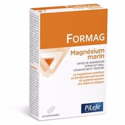 Complément alimentaire Formag des Laboratoires Pileje, en comprimés, à base de magnésium marin, vitamine B6 et taurine, contr ...