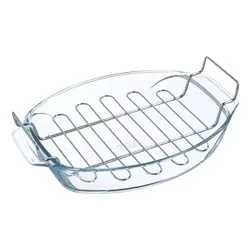 Pyrex 412U000 plat de cuisson 4 L Ovale Verre, Acier inoxydable Plat à cuisson