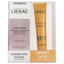 Lierac Lumilogie Double Concentré Jour & Nuit Correction Taches 30 ml + Sunissime Fluide Protecteur Anti-Âge Global SPF50 40 ml Offert