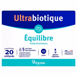 Vitavea Ultrabiotique Équilibre 10 Gélules Végétales est un complément alimentaire sous forme de gélule végétale à base de so ...