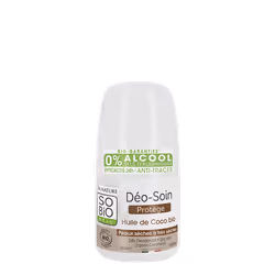 Le déodorant Soin Protection SO'BiO, enrichi en poudre végétale absorbante, garantit une efficacité 24h sans bloquer le proce ...