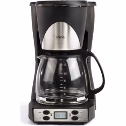Cafetière Filtre LIVOO - Puissance: 1000W - Capacité en tasses: 12 Tasses - Capacité: 1.5 L - Verseuse en verre - Filtre perm ...
