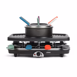 -Appareil de Cuisson LIVOO - Puissance: 1100 W - Capacité: 1.6 L - Appareil à raclette 8 personnes: 8 poêlons + 6 fourchettes ...