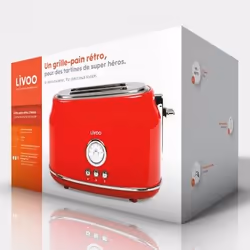 Livoo DOD181R grille-pain 6 2 part(s) 810 W Rouge - Vue supplémentaire 4