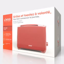 Livoo DOD162RC grille-pain 2 part(s) 750 W Rouge