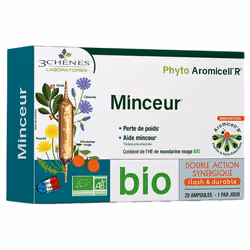Les 3 Chênes Phyto Aromicell'R Minceur Bio 20 Ampoules est un complément alimentaire à base de maté, pissenlit, chicorée et h ...