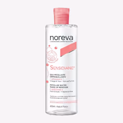 L'Eau Micellaire Sensidiane de Noreva démaquille le maquillage même waterproof et nettoie le visage en douceur.