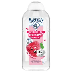 Le Petit Marseillais Shampoing Démêlant 2en1 Bébé & Enfant Framboise Coton 300 ml