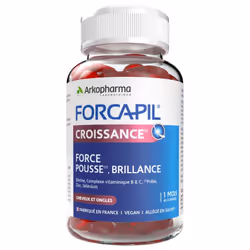 Arkopharma Forcapil Croissance 60 Gummies est un complément alimentaire sous forme de gommes au bon goût de fruits, spécialem ...