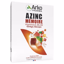 Arkopharma Azinc Mémoire 30 Gélules est un complément alimentaire spécialement conçu pour optimiser les capacités et performa ...