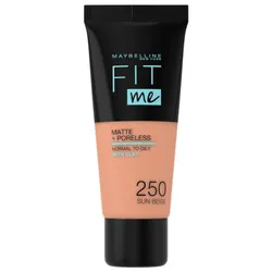 Maybelline New York Fit Me ! Fond de Teint Fluide Matte + Poreless 30 ml - Teinte : 250 Beige Ensoleillé