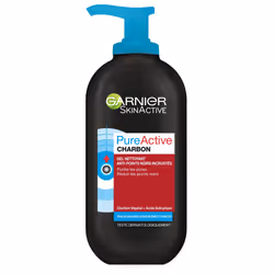 Garnier Pure Active, Unisexe, Peau grasse, 200 ml, Nettoyant, Resserrement des pores, Flacon pompe, Charbon, Acide salicycliq ...