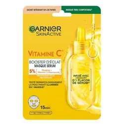 Garnier SkinActive Vitamin C Masque en Tissu Sérum Booster d'Éclat 28 ml