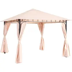 Carrefour Home Gazebo Con Tende Ecru 3x3