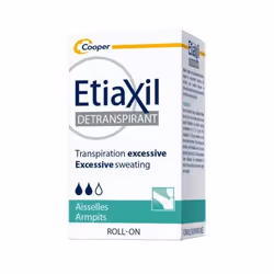 ETIAXIL aisselles détranspirant bille peaux sensibles 15 ml est conseillé contre la transpiration excessive des aisselles.