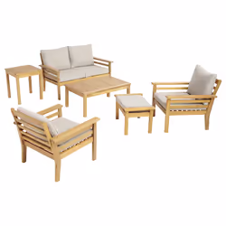 Carrefour Coffee set in legno di eucalypto modello Bali ensemble de meubles de jardin Blanc, Bois - Vue supplémentaire 2