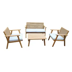 Carrefour 3616474770737 ensemble de meubles de jardin Bleu, Bois