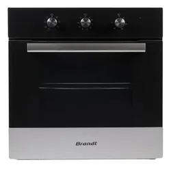 Brandt BOE5302X - Four encastrable électrique multifonction ventilé, 65 L, 7 fonctions, classe A, nettoyage vapeur, gril électrique, minuterie mécanique, noir