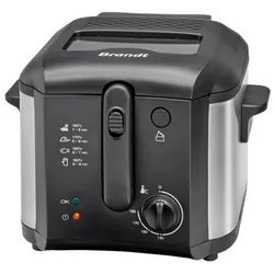 Brandt FRI30X - Friteuse électrique, 2.5 L, 0.9 kg de frites, 1600 W, zone froide, cuve et couvercle amovibles compatibles lave-vaisselle, hublot de contrôle, Inox