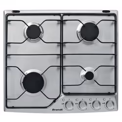 Plaque de Cuisson BRANDT - Largeur: 60cm - Nombre de Feux: 4 - 2 grilles - Type de commande: Manettes - Système d'allumage: I ...