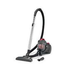Brandt ASS120R - Aspirateur sans sac, 1200 W, tube telescopique metal, enrouleur automatique, noir et rouge